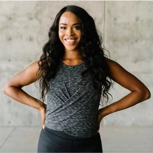 NWT ZYIA ACTIVE NEW Infinity Tank Space Dye Black Tie Front Women's Size L